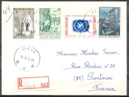 Lettre RECOMMANDEE Cachet LIEGE Pour PONTOISE Le 18 4 1972 AFFRANCHIE  Avec 4 Timbres - Cartas & Documentos