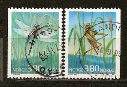 Norvege Norway 1998 Insects Avec Dragonfly Set Complete Obl - Used Stamps