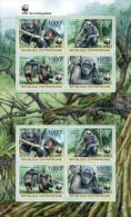 Central African Republic. 2012 Chimpanzee. (201f) Sheet Of 2 Sets. - Chimpanzés
