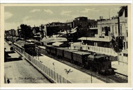 Carte Postale Ancienne Egypte - Suez. The Railway Station - Gare, Chemin De Fer - Suez