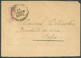 SOUTH BULGARIA CONSTANTINOPLE TO SOFIA Cover Yv # 11 Bisected On Fragment 1892 - Briefe U. Dokumente