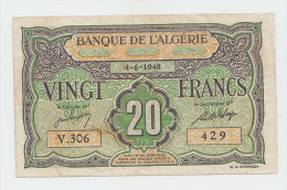 ALGERIA 20 FRANCS 1948 VF+ P 103 - Algeria