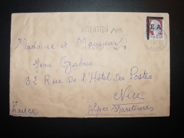 ALGERIE ALGER SURCHARGE EA E.A. E A 1962 Pour NICE ALPES MARITIMES - Lettres & Documents