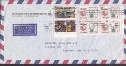 Canada Airmail Par Avion STEIGENBERGER KURHAUSHOTEL Cover Brief To LAWRENCE USA Mining Buffalo Arms 4-Block Franking - Airmail