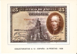 POSTAL DE ESPAÑA DE UN BILLETE DE 25 PTAS DEL AÑO 1928 (BANKNOTE) - Coins (pictures)