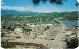 Bonners Ferry ID Idaho, View Of Downtown, Train Railroad, Kootenai River, C1950s Vintage Postcard - Other & Unclassified