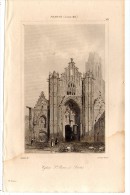Gravure Sur Acier , XIX éme Siècle , 13 X 21 Cm  ,église  Saint PIERRE à SENLIS  , Frais Fr : 1.60€ - Prints & Engravings