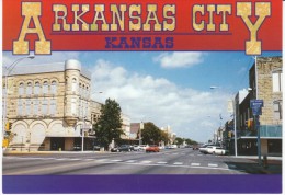 Arkansas City KS Kansas, Downtown Street Scene, Auto, C1990s Vintage Postcard - Altri & Non Classificati