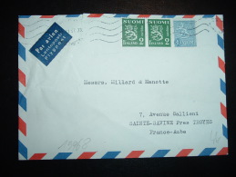 LETTRE PAR AVION POUR LA FRANCE TP 30 + 2 X2 OBL.MEC. 11.11.57 HELSINKI - Lettres & Documents