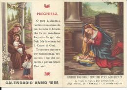 CAL104 - CALENDARIETTO 1958 - ISTITUTI PER L´ASSISTENZA AI FIGLI E FIGLIE DEI CARCERATI - Small : 1941-60