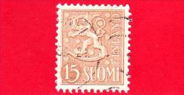 FINLANDIA -  1957 - Definitivi Serie II - Tipo Leoni - Leone Rampante - Coat Of Arms - 15 - Gebruikt