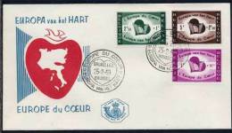 BELGIQUE - EUROPE DU COEUR 1959 / FDC # 1090/1092 (ref 3678) - 1951-1960