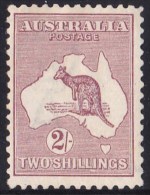 Australia 1924 Kangaroo 2 Shillings Maroon 3rd Wmk MH  - Variety 38(U)i - Ongebruikt