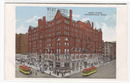 West Hotel Streetcars Minneapolis Minnesota 1920c Postcard - Minneapolis