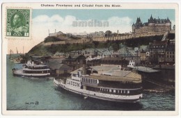 QUEBEC CITY~CHATEAU FRONTENAC And CITADEL~RIVER BOATS ~CANADA C1920s Postcard  [4343] - Québec - Château Frontenac