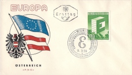 Env Fdc Autriche, österreich 9/3/59 Wien, Europa, Drapeaux, Armoiries - 1959