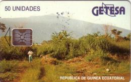 GUINEE EQUATORIALE PAYSAGE LANDSCAPE 50U SC5 9N° ROUGES RED UT - Equatorial Guinea