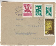 Timbre Sur Timbre - Fleurs - Fruits - Bulgarie - Devant De Lettre De 1959 - Avec Timbres NON Dentelés - Briefe U. Dokumente