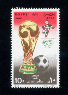 EGYPT / 1990 / SPORT / FOOTBALL / WORLD CUP FOOTBALL CHAMPIONSHIP ; ITALY / FLAG / TROPHY / MNH / VF - Ungebraucht