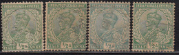 Shades Variety, 1/2a X 4 Diffferent Shade, King George V, Single Star, British India Used 1911 - 1922 - 1911-35 King George V