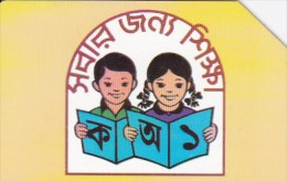 Bangladesh, BAN-06, 50 Units, CChildren Reading A Book (Thin Magnetic Band - Text On 2 Lines), 2 Scans. - Bangladesh