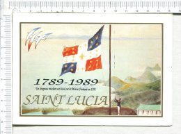 SAINT LUCIA  -  1789 - 1989  -  Un Drapeau Tricolore Est Hissé Sur Le Morne Fortuné  En   1791 - Maquette D Un Timbre - Sainte-Lucie