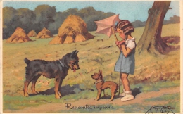 REDON  ILLUSTRATEUR  ENFANTS  CHIENS  "RENCONTRE IMPREVUE" CACHET BOLWILLER - Redon