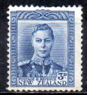 NEW ZEALAND 1938 King George VI  - 3d. - Blue  MH - Unused Stamps
