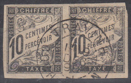 #51# COLONIES GENERALES TAXE N° 6 En Paire Oblitéré Travinh (Cochinchine) - Postage Due