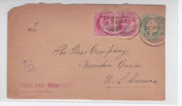 INDIA - 1908 - ENVELOPPE ENTIER POSTAL Pour MERIDEN (USA) - 1902-11 Roi Edouard VII