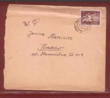 POLAND 1949 LETTER KRYNICA ZDROJ TO KRAKOW SINGLE FRANKING 15ZL CENTAUR - Covers & Documents