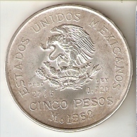 MONEDA DE PLATA DE MEXICO DE 5 PESOS DEL AÑO 1952  (COIN) SILVER-ARGENT - Mexico