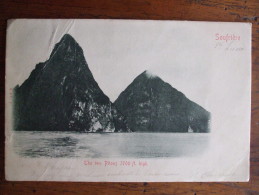 ALB1-ANTILLES-STE LUCIE - SOUFRIERE -THE TWO PITONS 3700 FT HIGH -  CARTE PRECURSEUR - Saint Lucia