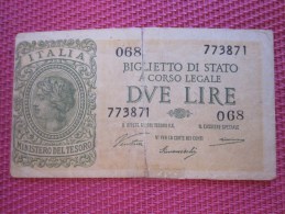 1935 Italie Italia Biglieto Di Stato A. Corso Legale 2 BANK BILLET DE BANQUE BANCONOTE BANKNOTE BILLETES BANKNOTEN - Biglietti Di Stato