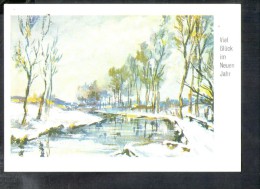 F1016 Verschneite Flusslandschaft, Mundgemalt Von E. Pirard - Kunstlerkarte Der Mund Und Fussschaffenden - Seebad Prerow
