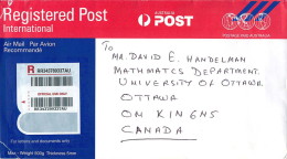 International Registered Post Envelope  To 500g.  Used To Canada - Entiers Postaux