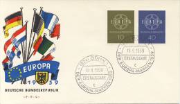 FDC Duitsland - 1959 - Blanco / Open Klep - 1959