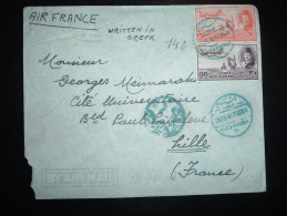 LETTRE PAR AVION (AIR FRANCE) POUR LA FRANCE TP 30M + 2M OBL. BLEUE 31 DEC 48 ALEXANDRIA + CENSURE - Storia Postale