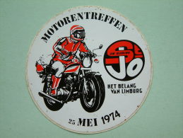 MOTORENTREFFEN 25 Mei 1974 ( 9 Cm. / Het Belang Van Limburg ) Zelfklever / Sticker ( Zie/voir Details Foto ) ! - Autres & Non Classés