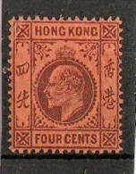 HONG KONG 1903 4c SG64 WATERMARK CROWN CA  LIGHTLY MOUNTED MINT Cat £24 - Nuevos