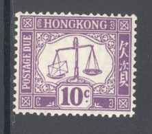 HONG KONG, 1938 POSTAGE DUE 10c (script CA, Ord Paper, SGD10), Vf MM, Cat £30 - Gebraucht