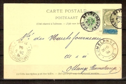 Postkaart Met Nr. 45 Verstuurd Uit BEYNE-HEUSAY Naar RUMELANGE (LUXEMBURG) Dd. 25/6/1894 ! LUXE ! - 1869-1888 Lion Couché