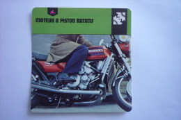 Transports - Sports Moto - Carte Fiche Moto -  Suzuki - Moteur à Piston Rotatif ( Description Au Dos De La Carte ) - Motorcycle Sport