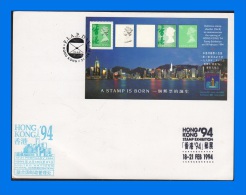HK 1994-0001, Stamp Exhibition Souvenir Card With MS - Hong Kong ´94 Exhibition Postmark (2 Scans) - Cartoline Maximum