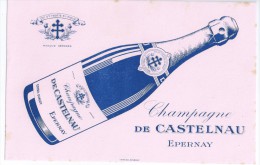 BUVARD  - Champagne  "  De  CASTELNAU  "  Epernay  ( 51 )  Fond  ROSE   -   Ft  =  21 Cm  X 13.5 Cm - Champagne-Ardenne