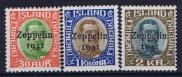 Iceland:  1931  Mi Nr 147 - 149, MNH/** Nr 149 Is MH/* MH/* - Airmail