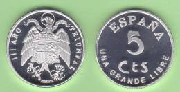 VERY  RARE!!!!  SPAIN/ESPAÑA / Estado Español 5 Céntimos 1.937 Zinc SC T-DL-10.090 Hola. - Autres & Non Classés