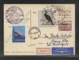 POLAND 1961 12TH GLIDER FLIGHT FOR 1000 YEARS OF POLAND GNIEZNO ROGOZNO WIELKOPOLSKA PC 8 TOWN CREST GREEN CACHET - Zweefvliegers