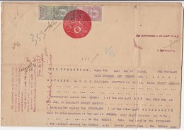 British India Used In Burma / Rangoon Seal On 20R S+ 7Rs  Self Adhehesive, Document  King George V, Fiscal / Revenue - 1911-35 King George V