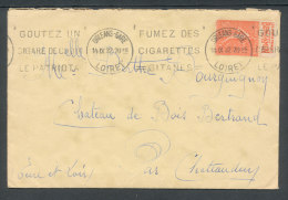 Semeuse 50c Rouge Avec Pub Benjamin Sur Lettre D'Orléans Pour Le Château De Bois-Bertrand Par Châteaudun - Covers & Documents